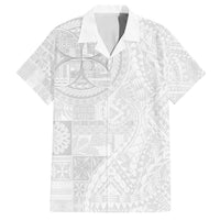 Samoan Culture-Lotu Tamaiti Family Matching Long Sleeve Bodycon Dress and Hawaiian Shirt Siapo and Polynesian Art Tattoos LT03 Dad's Shirt - Short Sleeve White - Polynesian Pride