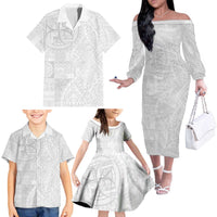 Samoan Culture-Lotu Tamaiti Family Matching Off The Shoulder Long Sleeve Dress and Hawaiian Shirt Siapo and Polynesian Art Tattoos LT03 - Polynesian Pride