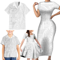 Samoan Culture-Lotu Tamaiti Family Matching Short Sleeve Bodycon Dress and Hawaiian Shirt Siapo and Polynesian Art Tattoos LT03 - Polynesian Pride