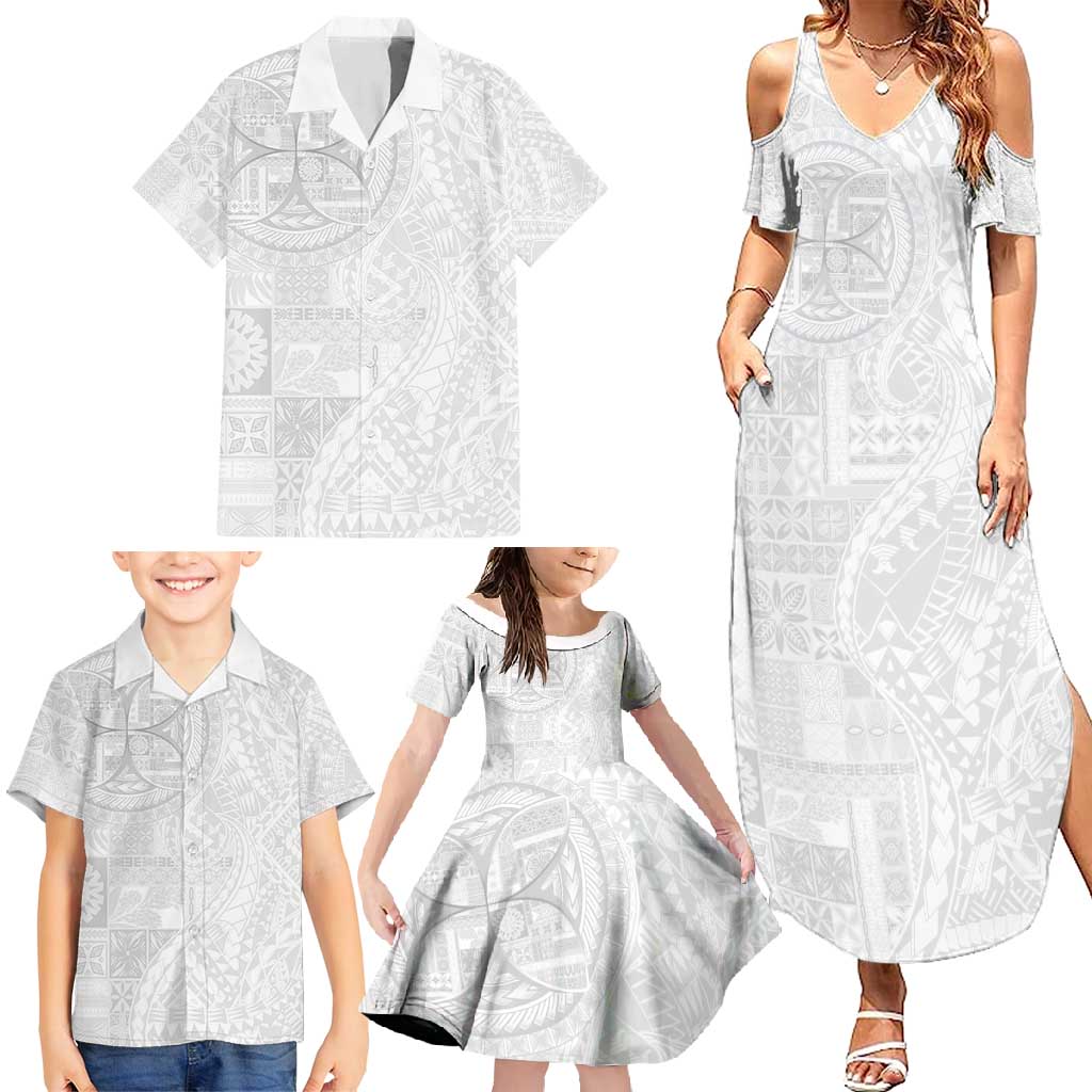 Samoan Culture-Lotu Tamaiti Family Matching Summer Maxi Dress and Hawaiian Shirt Siapo and Polynesian Art Tattoos LT03 - Polynesian Pride