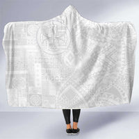Samoan Culture-Lotu Tamaiti Hooded Blanket Siapo and Polynesian Art Tattoos LT03 One Size White - Polynesian Pride