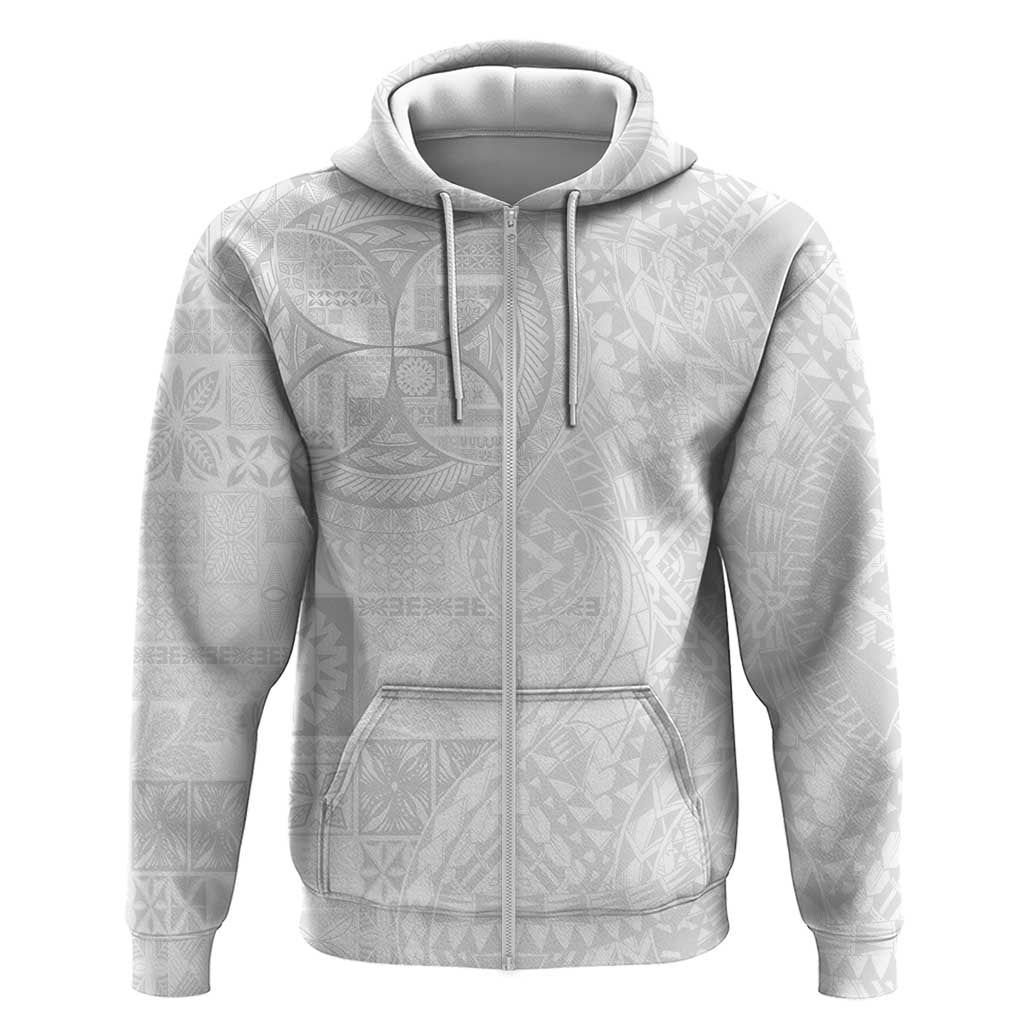 Samoan Culture-Lotu Tamaiti Hoodie Siapo and Polynesian Art Tattoos LT03 Zip Hoodie White - Polynesian Pride