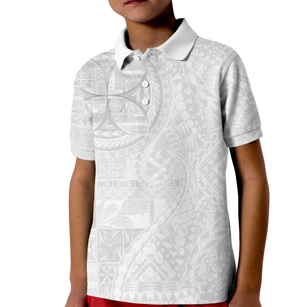 Samoan Culture-Lotu Tamaiti Kid Polo Shirt Siapo and Polynesian Art Tattoos LT03 Kid White - Polynesian Pride