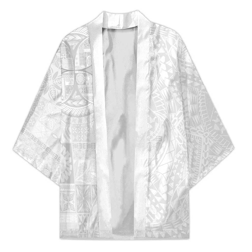 Samoan Culture-Lotu Tamaiti Kimono Siapo and Polynesian Art Tattoos LT03 Unisex White - Polynesian Pride