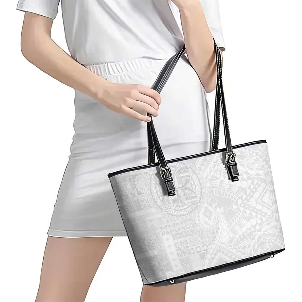 Samoan Culture-Lotu Tamaiti Leather Tote Bag Siapo and Polynesian Art Tattoos LT03 - Polynesian Pride
