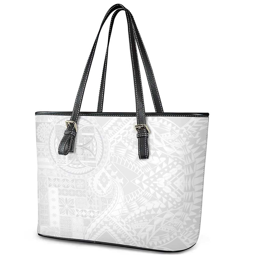 Samoan Culture-Lotu Tamaiti Leather Tote Bag Siapo and Polynesian Art Tattoos LT03 - Polynesian Pride