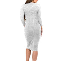 Samoan Culture-Lotu Tamaiti Long Sleeve Bodycon Dress Siapo and Polynesian Art Tattoos LT03 - Polynesian Pride