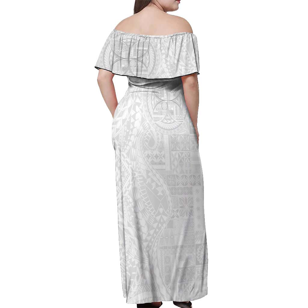 Samoan Culture-Lotu Tamaiti Off Shoulder Maxi Dress Siapo and Polynesian Art Tattoos LT03 - Polynesian Pride