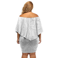 Samoan Culture-Lotu Tamaiti Off Shoulder Short Dress Siapo and Polynesian Art Tattoos LT03 - Polynesian Pride