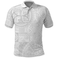 Samoan Culture-Lotu Tamaiti Polo Shirt Siapo and Polynesian Art Tattoos LT03 White - Polynesian Pride