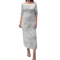 Samoan Culture-Lotu Tamaiti Puletasi Siapo and Polynesian Art Tattoos LT03 Long Dress White - Polynesian Pride