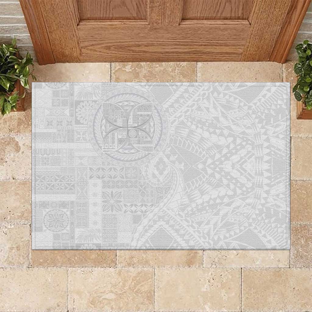 Samoan Culture-Lotu Tamaiti Rubber Doormat Siapo and Polynesian Art Tattoos LT03 White - Polynesian Pride