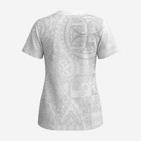 Samoan Culture-Lotu Tamaiti Scrub Top Siapo and Polynesian Art Tattoos LT03 - Polynesian Pride