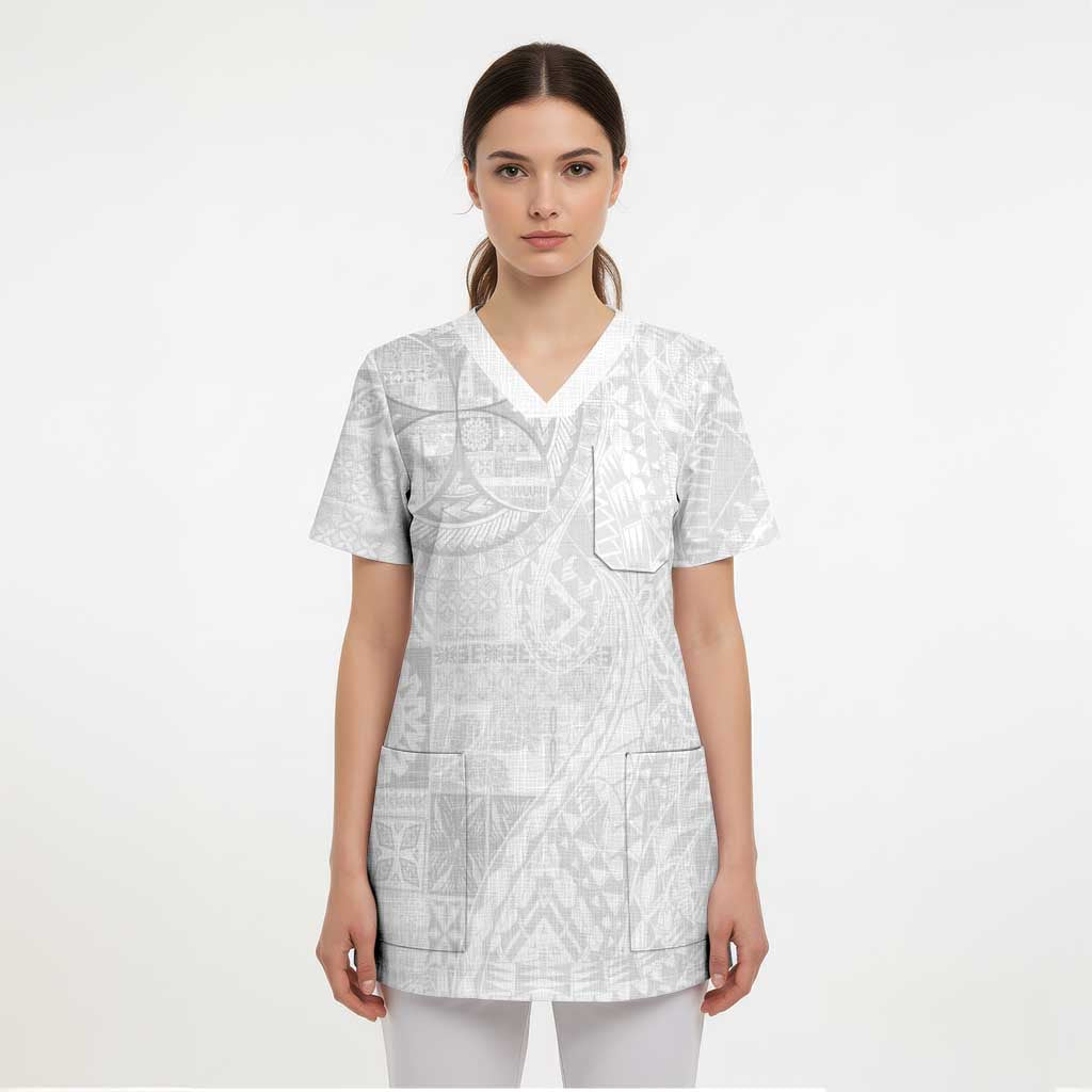 Samoan Culture-Lotu Tamaiti Scrub Top Siapo and Polynesian Art Tattoos LT03 - Polynesian Pride