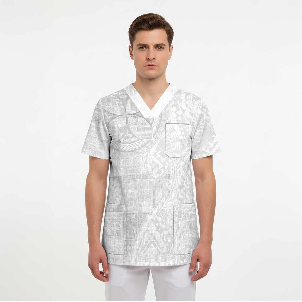 Samoan Culture-Lotu Tamaiti Scrub Top Siapo and Polynesian Art Tattoos LT03 - Polynesian Pride