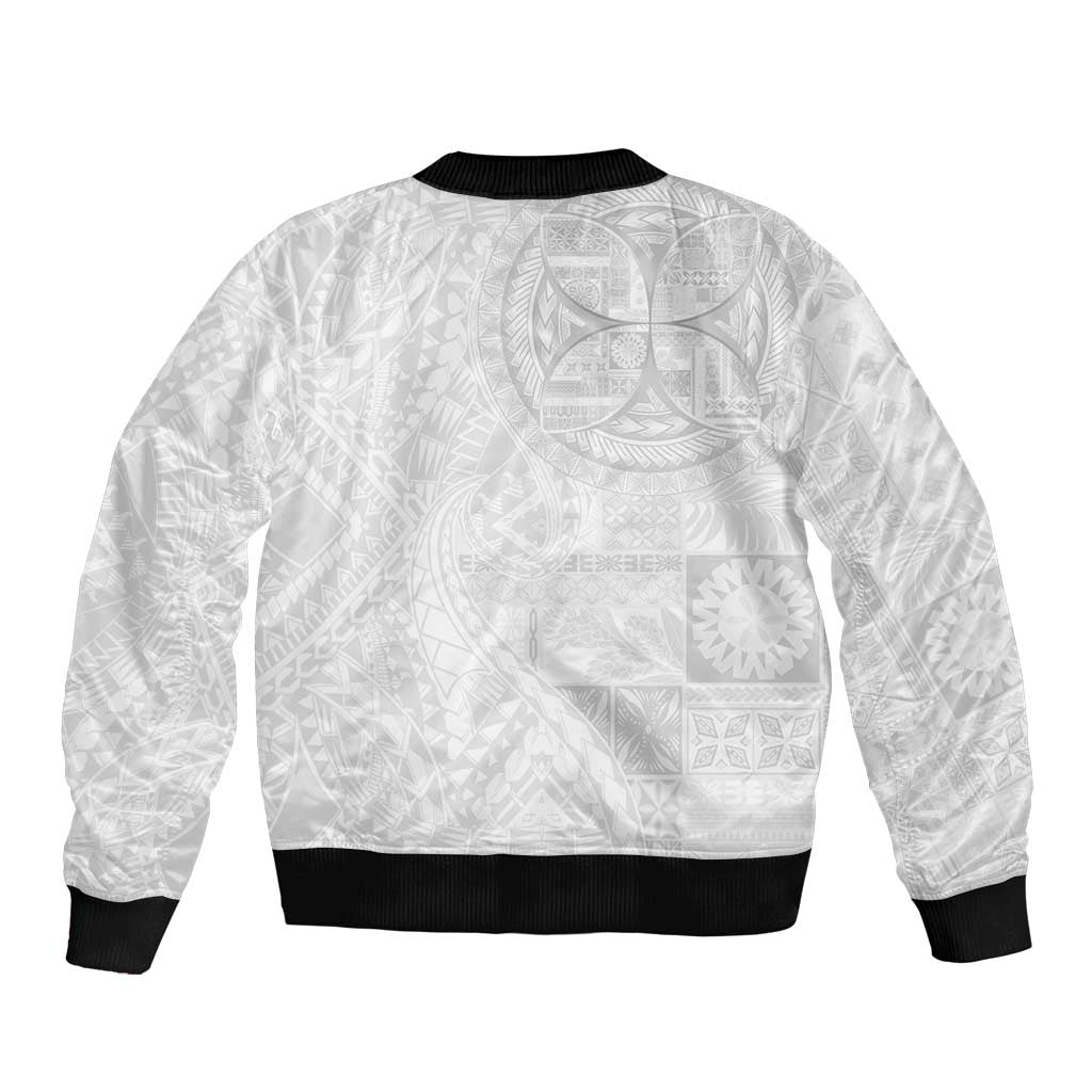 Samoan Culture-Lotu Tamaiti Sleeve Zip Bomber Jacket Siapo and Polynesian Art Tattoos LT03 - Polynesian Pride