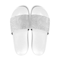Samoan Culture-Lotu Tamaiti Slide Sandals Siapo and Polynesian Art Tattoos LT03 White - Polynesian Pride