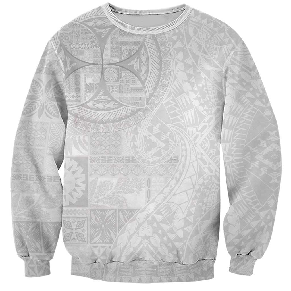 Samoan Culture-Lotu Tamaiti Sweatshirt Siapo and Polynesian Art Tattoos LT03 Unisex White - Polynesian Pride
