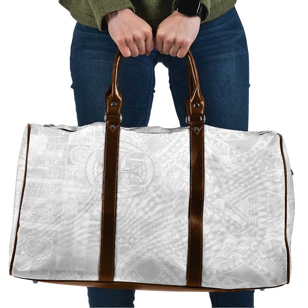 Samoan Culture-Lotu Tamaiti Travel Bag Siapo and Polynesian Art Tattoos LT03 White - Polynesian Pride