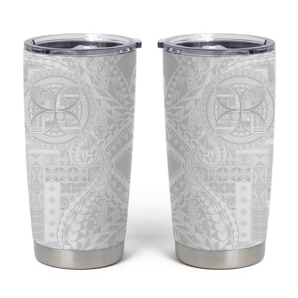 Samoan Culture-Lotu Tamaiti Tumbler Cup Siapo and Polynesian Art Tattoos LT03 White - Polynesian Pride