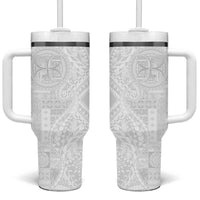 Samoan Culture-Lotu Tamaiti Tumbler With Handle Siapo and Polynesian Art Tattoos LT03 One Size: 40 oz White - Polynesian Pride