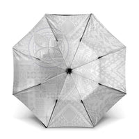 Samoan Culture-Lotu Tamaiti Umbrella Siapo and Polynesian Art Tattoos LT03 One Size Folded 11.42 inch Opened Diameter 37.4 inch White - Polynesian Pride