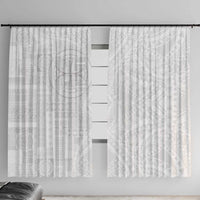 Samoan Culture-Lotu Tamaiti Window Curtain Siapo and Polynesian Art Tattoos LT03 With Hooks White - Polynesian Pride