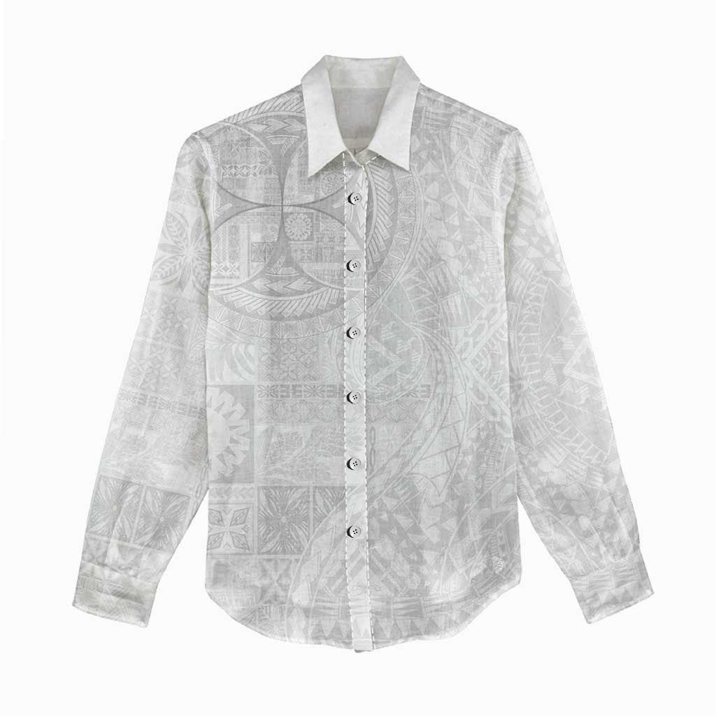 Samoan Culture-Lotu Tamaiti Women Casual Shirt Siapo and Polynesian Art Tattoos LT03 - Polynesian Pride