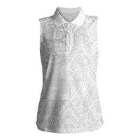 Samoan Culture-Lotu Tamaiti Women Sleeveless Polo Shirt Siapo and Polynesian Art Tattoos LT03 Female White - Polynesian Pride