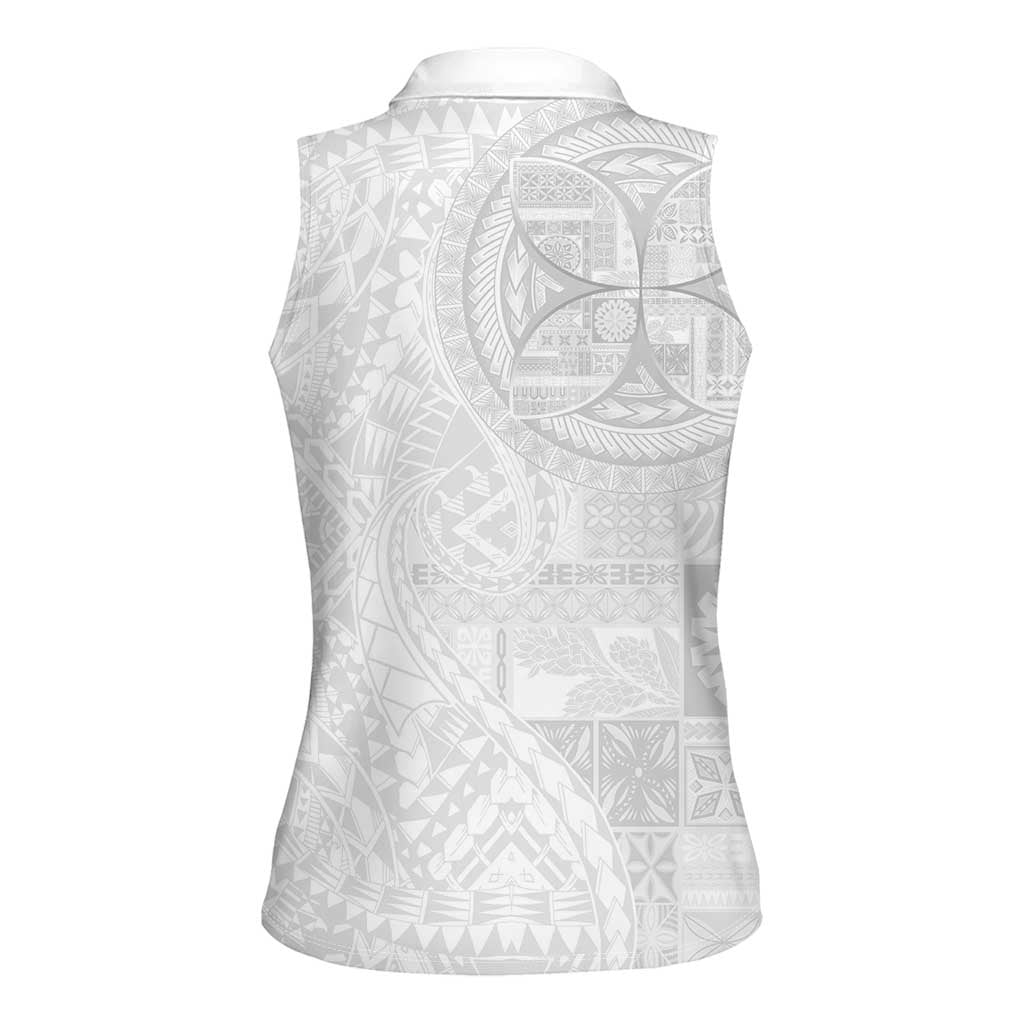 Samoan Culture-Lotu Tamaiti Women Sleeveless Polo Shirt Siapo and Polynesian Art Tattoos LT03 - Polynesian Pride