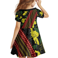 Samoan Culture Family Matching Long Sleeve Bodycon Dress and Hawaiian Shirt Hibiscus and Ula Fala with Tapa Pattern Black Color LT03 - Polynesian Pride