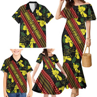 Samoan Culture Family Matching Mermaid Dress and Hawaiian Shirt Hibiscus and Ula Fala with Tapa Pattern Black Color LT03 - Polynesian Pride
