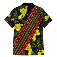Samoan Culture Family Matching Mermaid Dress and Hawaiian Shirt Hibiscus and Ula Fala with Tapa Pattern Black Color LT03 - Polynesian Pride