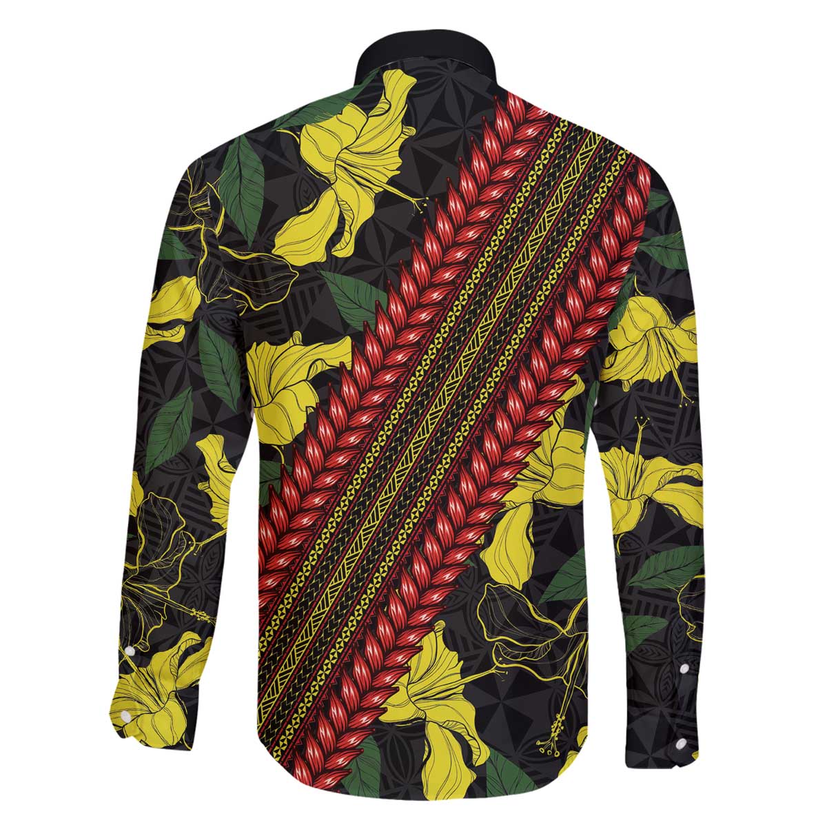 Samoan Culture Family Matching Puletasi and Hawaiian Shirt Hibiscus and Ula Fala with Tapa Pattern Black Color LT03 - Polynesian Pride