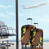 Samoan Culture Luggage Cover Hibiscus and Ula Fala with Tapa Pattern Black Color LT03 - Polynesian Pride