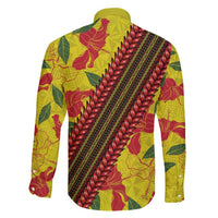 Samoan Culture Family Matching Mermaid Dress and Hawaiian Shirt Hibiscus and Ula Fala with Tapa Pattern YellowColor LT03 - Polynesian Pride