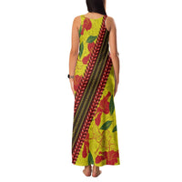Samoan Culture Family Matching Tank Maxi Dress and Hawaiian Shirt Hibiscus and Ula Fala with Tapa Pattern YellowColor LT03 - Polynesian Pride