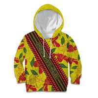 Samoan Culture Kid Hoodie Hibiscus and Ula Fala with Tapa Pattern YellowColor LT03 Hoodie Yellow - Polynesian Pride