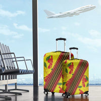 Samoan Culture Luggage Cover Hibiscus and Ula Fala with Tapa Pattern Yellow Color LT03 - Polynesian Pride