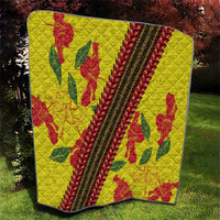 Samoan Culture Quilt Hibiscus and Ula Fala with Tapa Pattern Yellow Color LT03 - Polynesian Pride