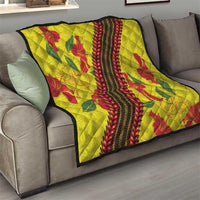 Samoan Culture Quilt Hibiscus and Ula Fala with Tapa Pattern Yellow Color LT03 - Polynesian Pride