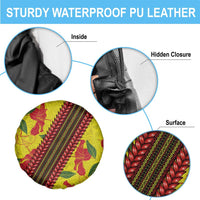 Samoan Culture Spare Tire Cover Hibiscus and Ula Fala with Tapa Pattern Yellow Color LT03 - Polynesian Pride