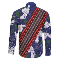 Samoan Culture Family Matching Summer Maxi Dress and Hawaiian Shirt Hibiscus and Ula Fala with Tapa Pattern Blue Color LT03 - Polynesian Pride