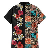 Hawaiian Hibiscus and Tropical Leaves Family Matching Summer Maxi Dress and Hawaiian Shirt Patchwork Grunge Abstract Vintage Style LT03 - Polynesian Pride