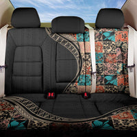 Hawaiian Hibiscus and Tropical Leaves Back Car Seat Cover Patchwork Grunge Abstract and Tapa Tribal Pattern Half Style LT03 One Size Black - Polynesian Pride