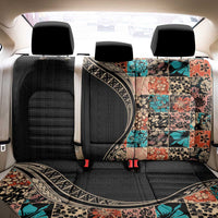 Hawaiian Hibiscus and Tropical Leaves Back Car Seat Cover Patchwork Grunge Abstract and Tapa Tribal Pattern Half Style LT03 - Polynesian Pride