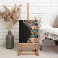 Hawaiian Hibiscus and Tropical Leaves Canvas Wall Art Patchwork Grunge Abstract and Tapa Tribal Pattern Half Style LT03 - Polynesian Pride
