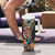 Hawaiian Hibiscus and Tropical Leaves Tumbler With Handle Patchwork Grunge Abstract and Tapa Tribal Pattern Half Style