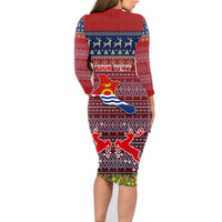 Personalised Kiribati Christmas Family Matching Long Sleeve Bodycon Dress and Hawaiian Shirt Coat of Arms and Map Beautiful Merry Xmas Snowflake LT03 - Polynesian Pride