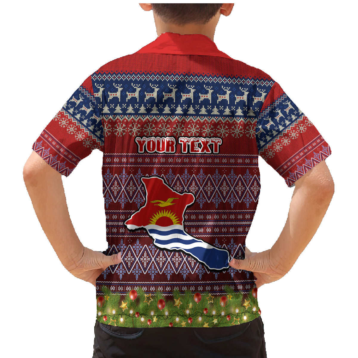Personalised Kiribati Christmas Family Matching Mermaid Dress and Hawaiian Shirt Coat of Arms and Map Beautiful Merry Xmas Snowflake LT03 - Polynesian Pride